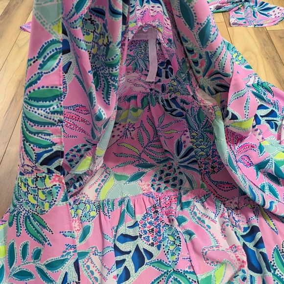 EUC! Lilly Pulitzer Rease Maxi Dress Lilac Rose Chica Ticas Size 4 - Picture 10 of 15